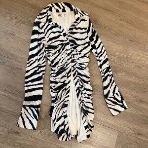 Tigermist Long Sleeve Zebra Print Dress, Size Small